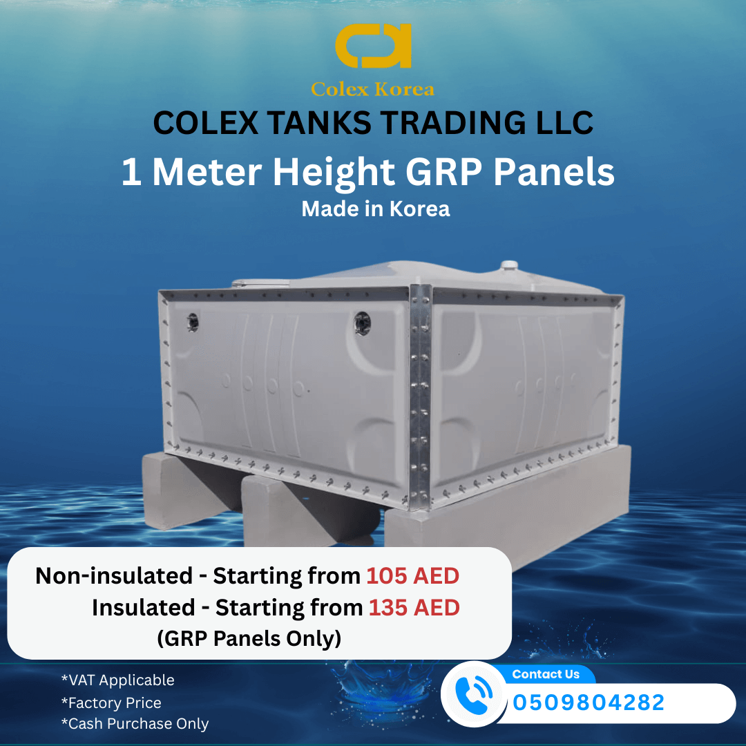 High-quality GRP water storage tanks for commercial and villa projects UAE